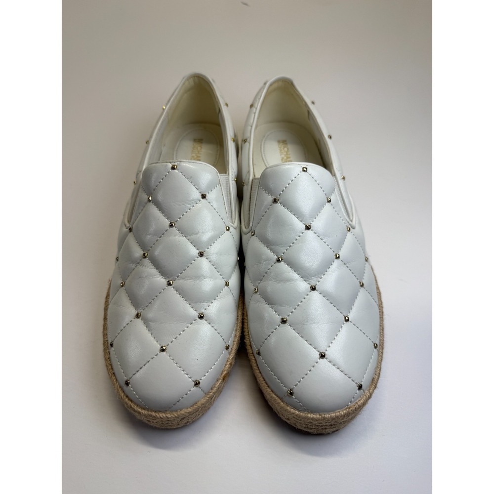 Michael Kors Libby Women's Sneaker 8.5M White Espadrille Studded Slip-On Shoes